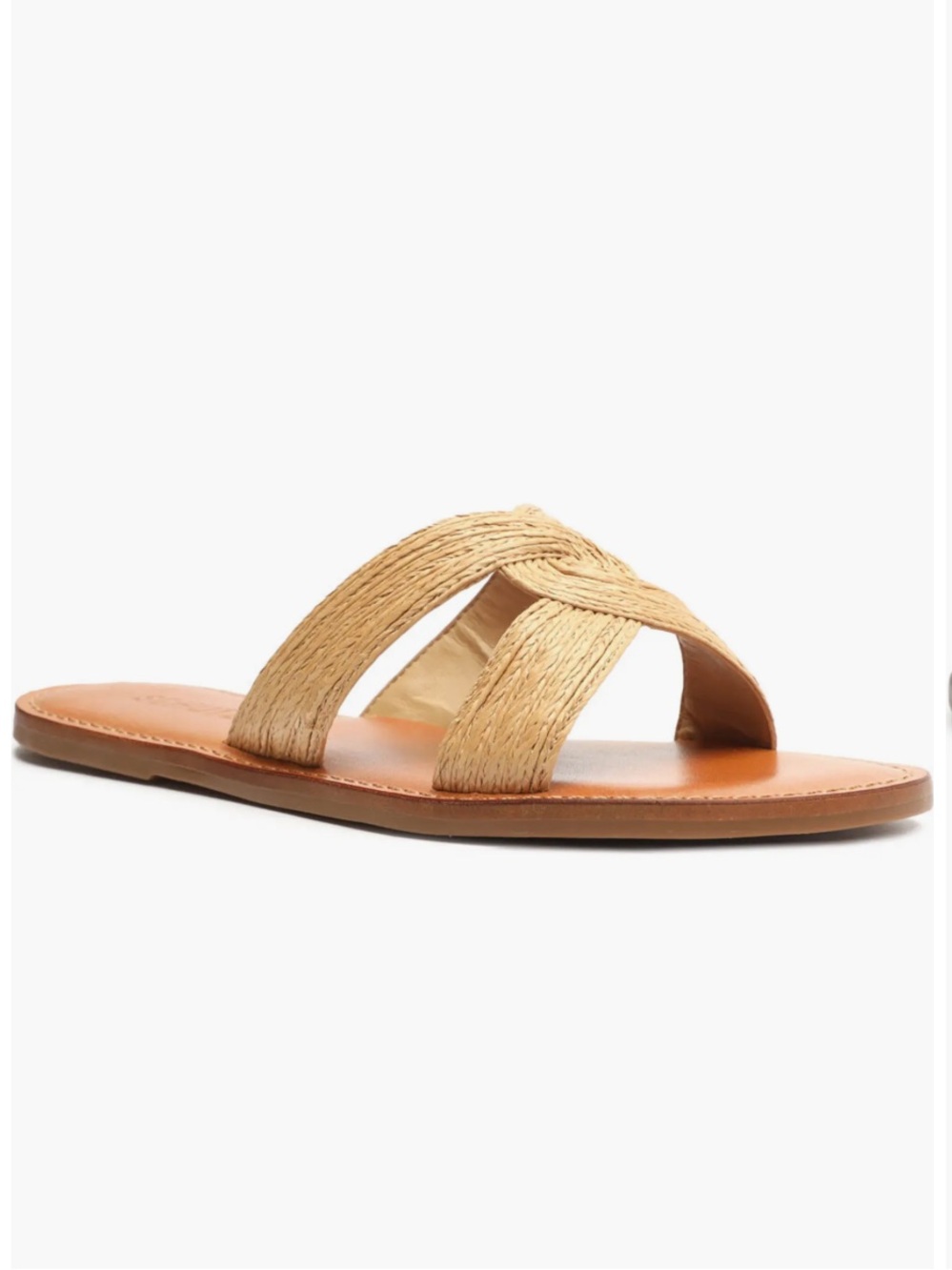 Schutz Rita Slide Sandal Natural Raffia 9.5
